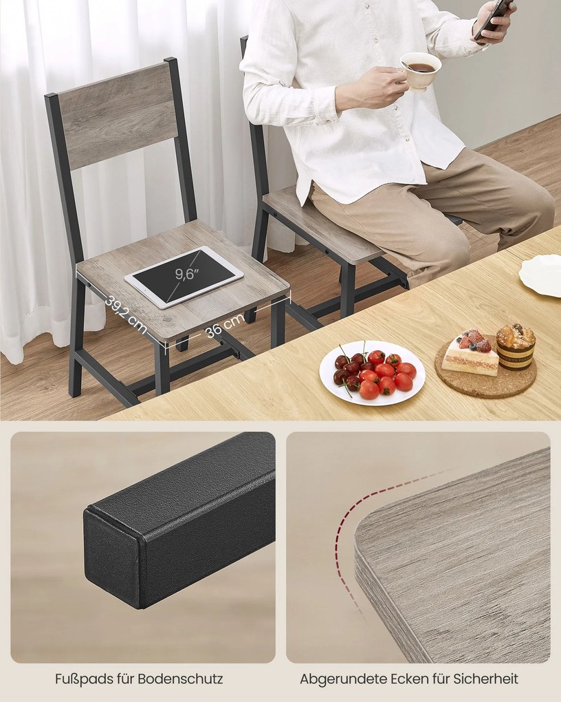 Conjunto de 2 cadeiras de sala de jantar Greige mesclado + cinza mate