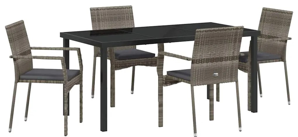 Conjunto de Cadeiras de Jardim de 4 com almofada 5 pcs Cinzeto