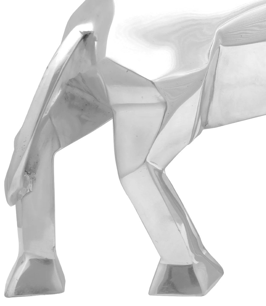 Escultura de Touro vidaXL Prateada 74x23x39 cm Alumínio