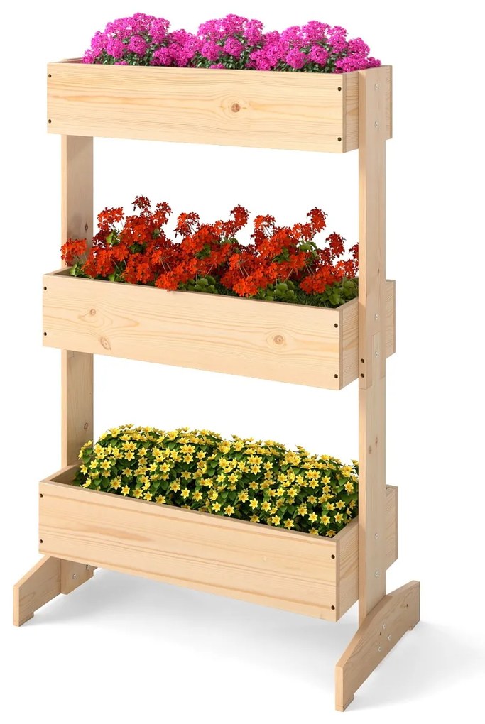 Canteiro de jardim elevado de madeira, recipiente para flores interno e externo, plantador elevado com prateleira natural