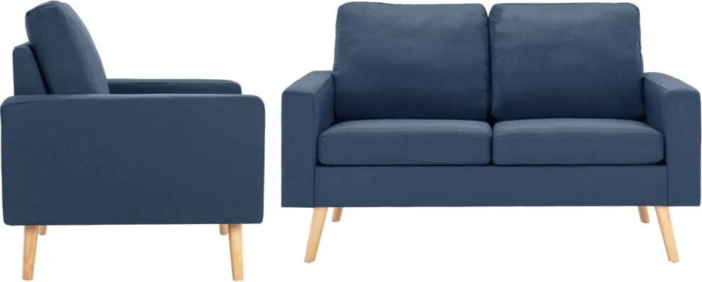2 pcs conjunto de sofás tecido azul