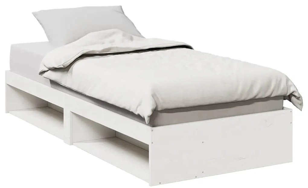 Cama dia sem colchão branco 100x200 cm pinho de madeira maciça