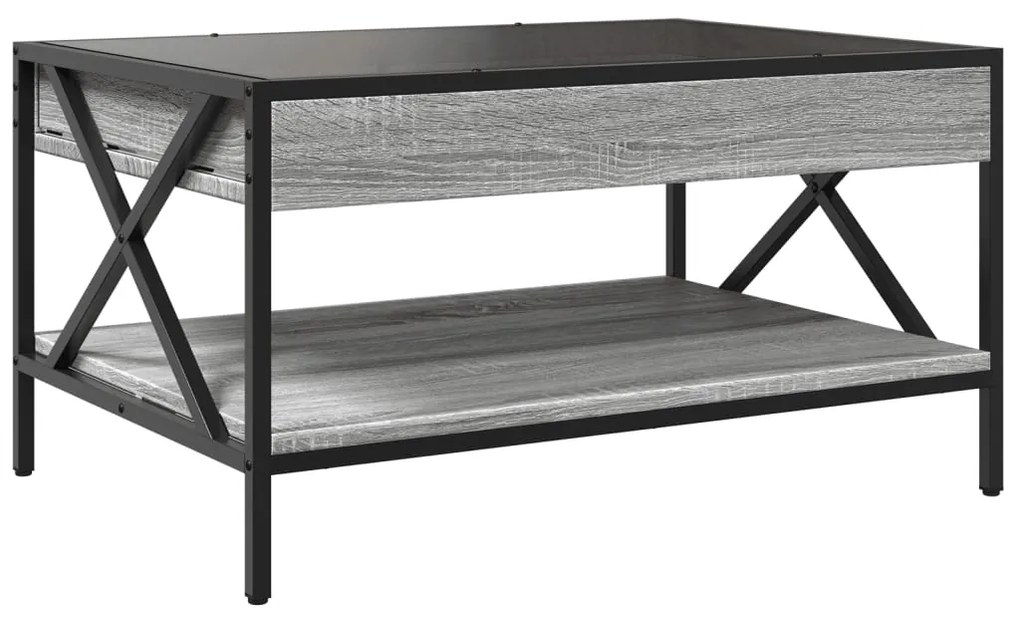 Mesa de centro luzes LED Infinity 70x50x38 cm cinzento sonoma