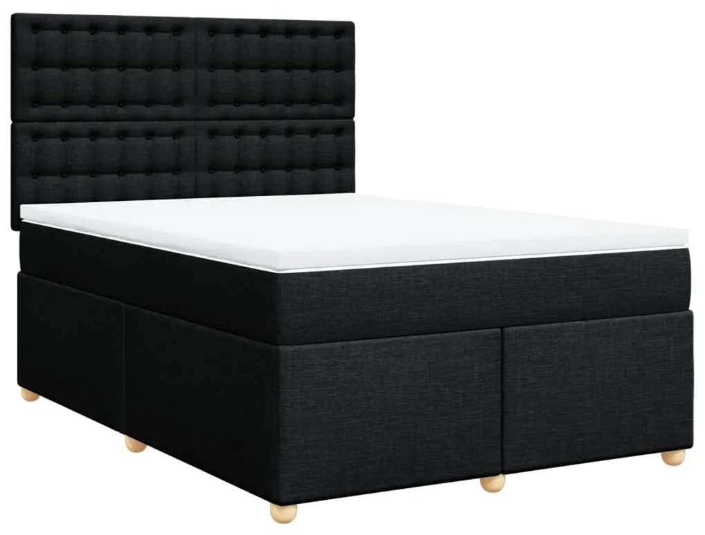 Cama com molas/colchão 140x200 cm tecido preto