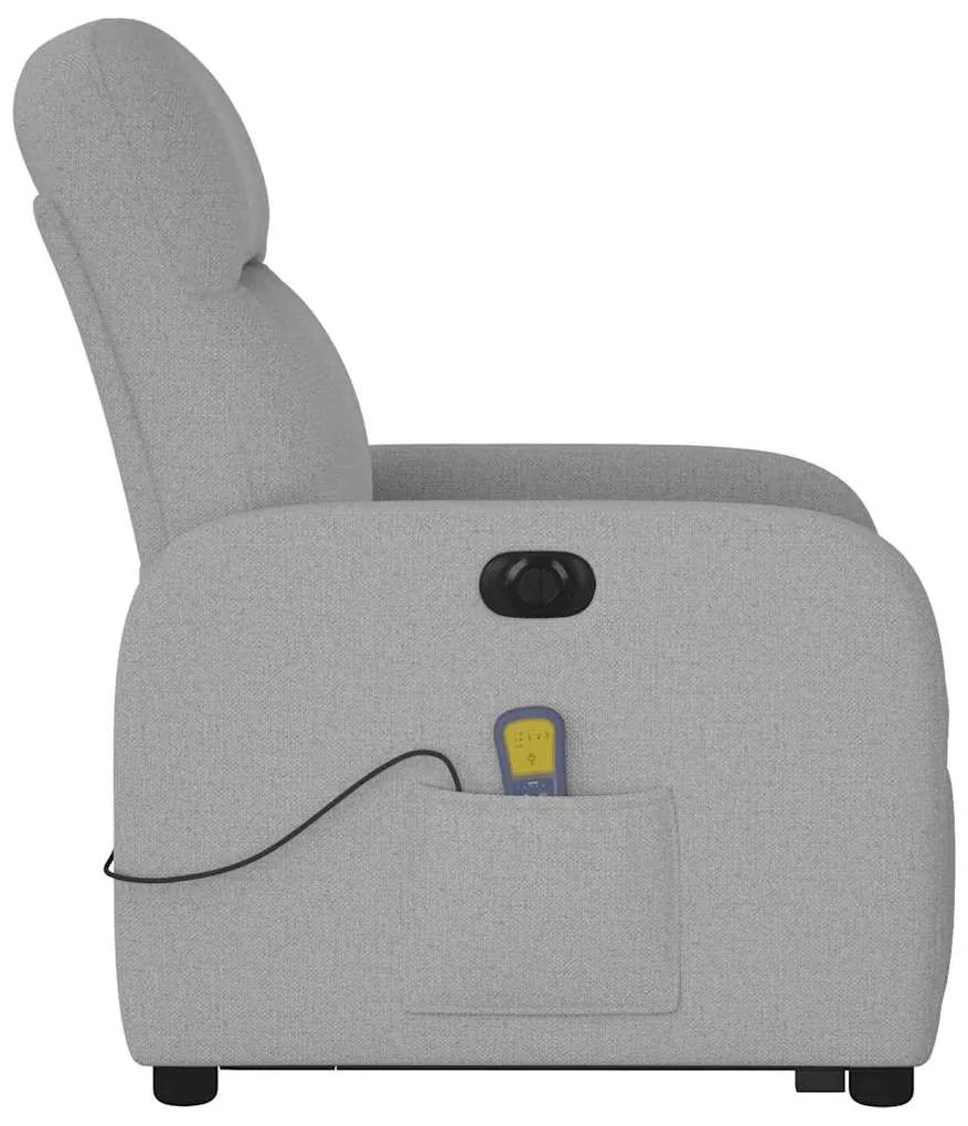 Poltrona elétrica elevatória massagens tecido cinzento-nublado