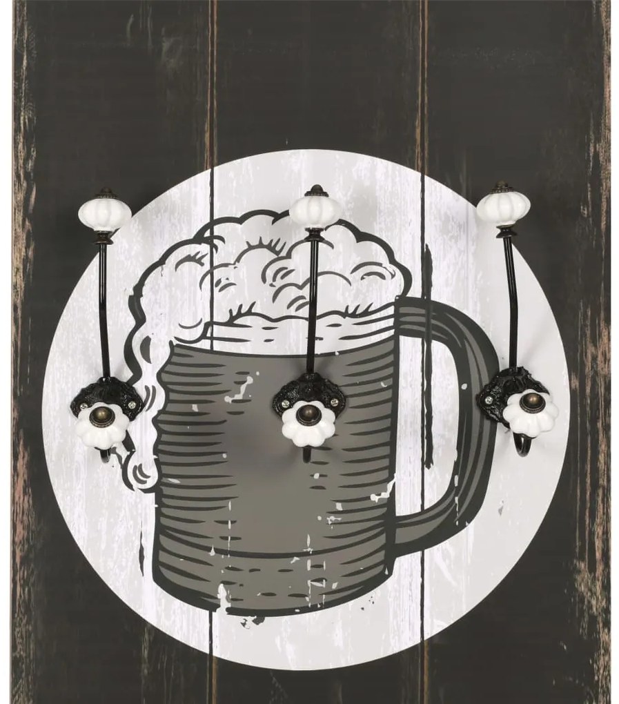 Bengaleiro de parede com 6 ganchos 120x40 cm