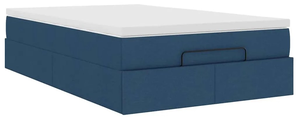 Estrutura de cama otomana com colchão 120x200 cm tecido azul