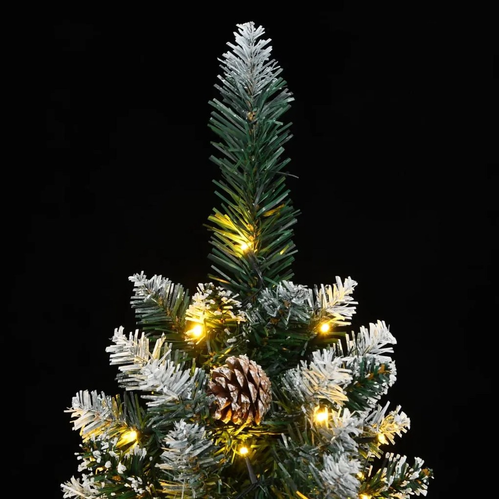 Árvore de Natal artificial fina com 300 luzes LED 180 cm