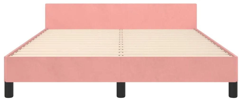 Estrutura de cama c/ cabeceira 140x190 cm veludo rosa