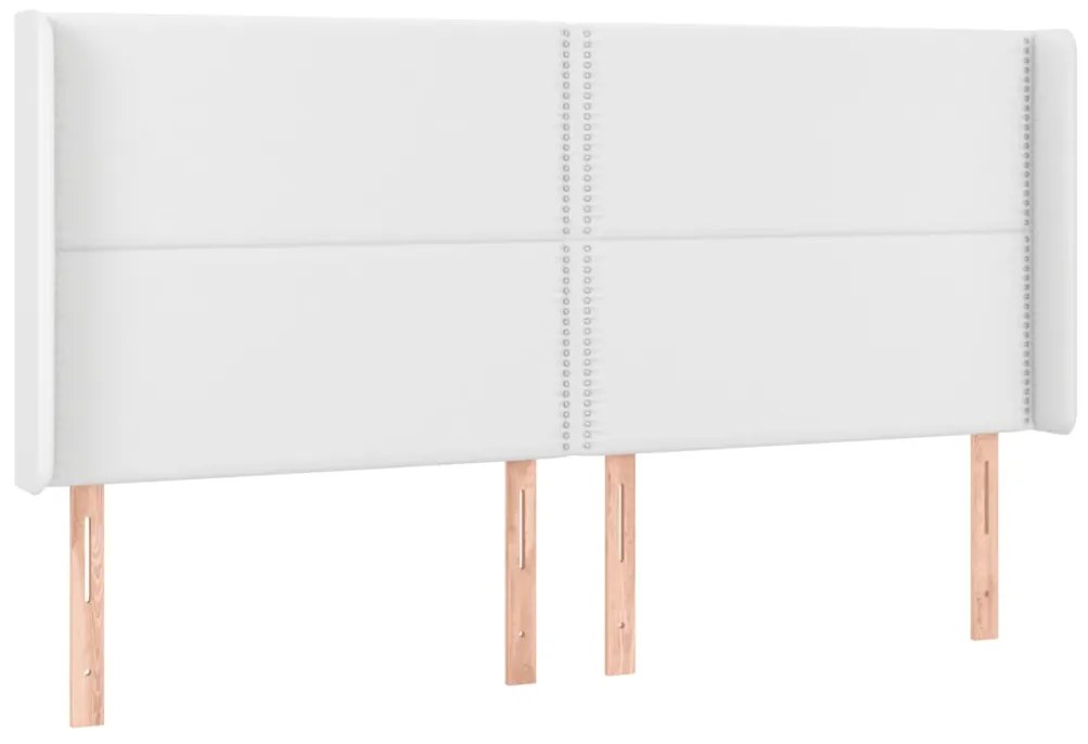 Cama box spring c/colchão/LED 160x200cm couro artificial branco