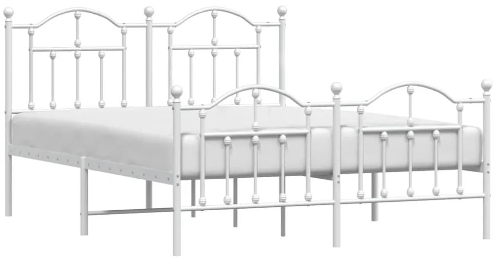 Estrutura de cama com cabeceira e pés 150x200 cm metal branco