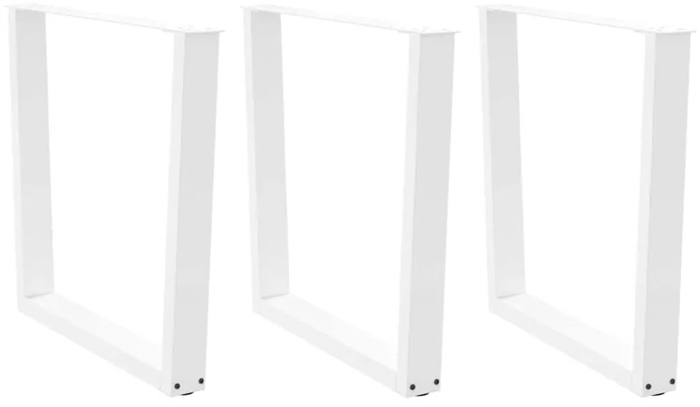 vidaXL Pernas para mesa de jantar em V 3 peças, branco, 90x(72-73,3) cm, aço