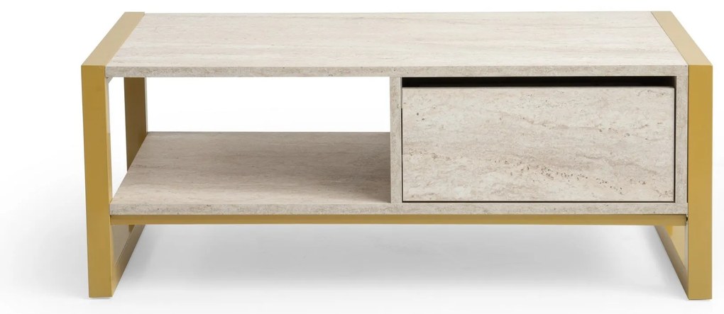 Mesa de Centro Haldizen – Travertino Dourado – 105x40x55 cm