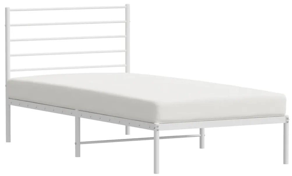 Estrutura de cama com cabeceira 100x190 cm metal branco