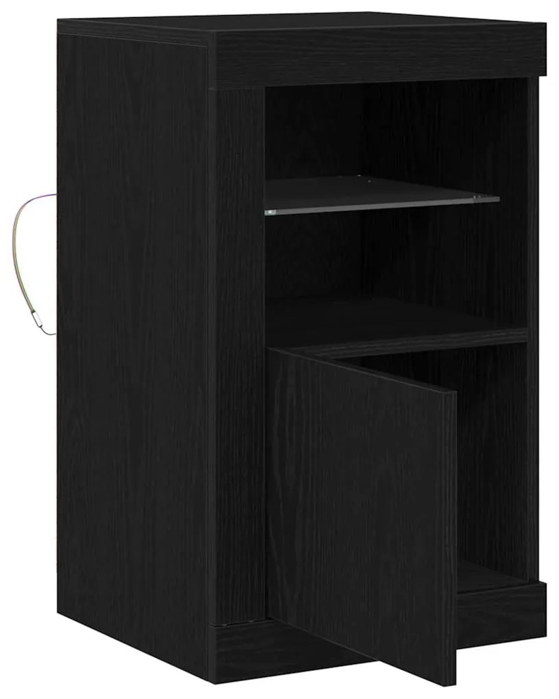 Armários Laterais com Luzes LED 2 pcs Carvalho Preto 41x37x67 cm