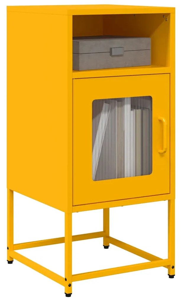 vidaXL Mesa de cabeceira 36x39x78 cm aço laminado a frio mostarda