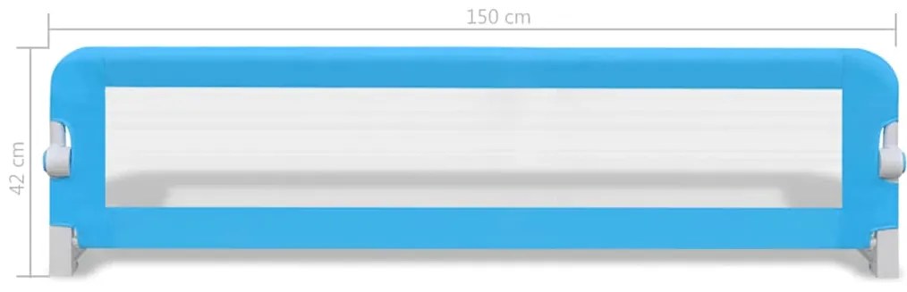 Barra de segurança para cama de criança 2 pcs 150x42 cm azul