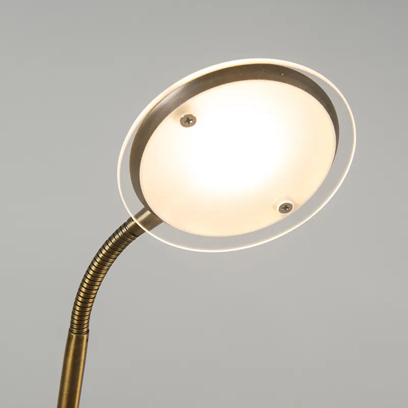 Candeeiro de pé moderno bronze com luz de leitura incl. LED - Eva Moderno