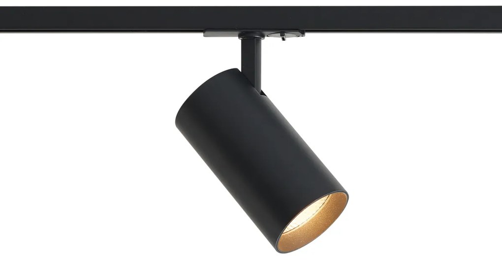 LED Foco moderno preto para sistema de calha monofásico - Iconic Mark Moderno