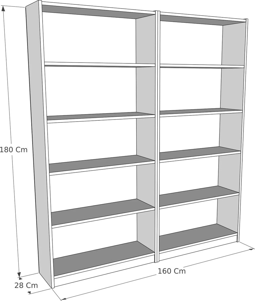 Estante Bigs – Cinzento Escuro – 160 cm x 180 cm x 28 cm