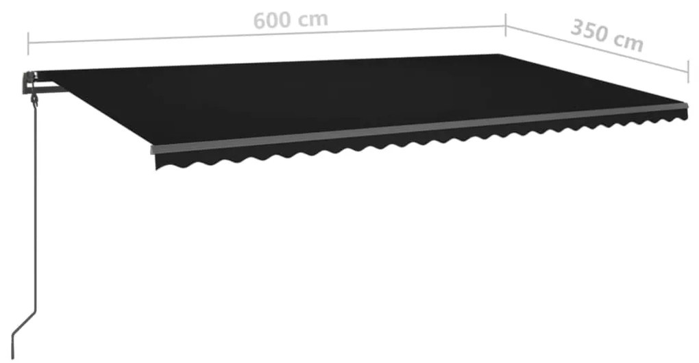 Toldo retrátil automático com postes 6x3,5 m antracite