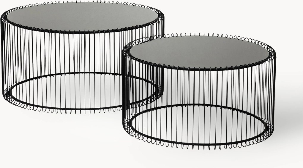 Mesas de centro com tampo de vidro Wire, conjunto de 2