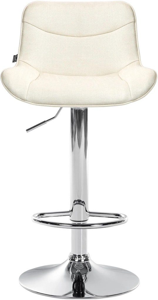 Banco alto em tecido com estrutura prateada 85-106 x 49 x 51 cm cor creme