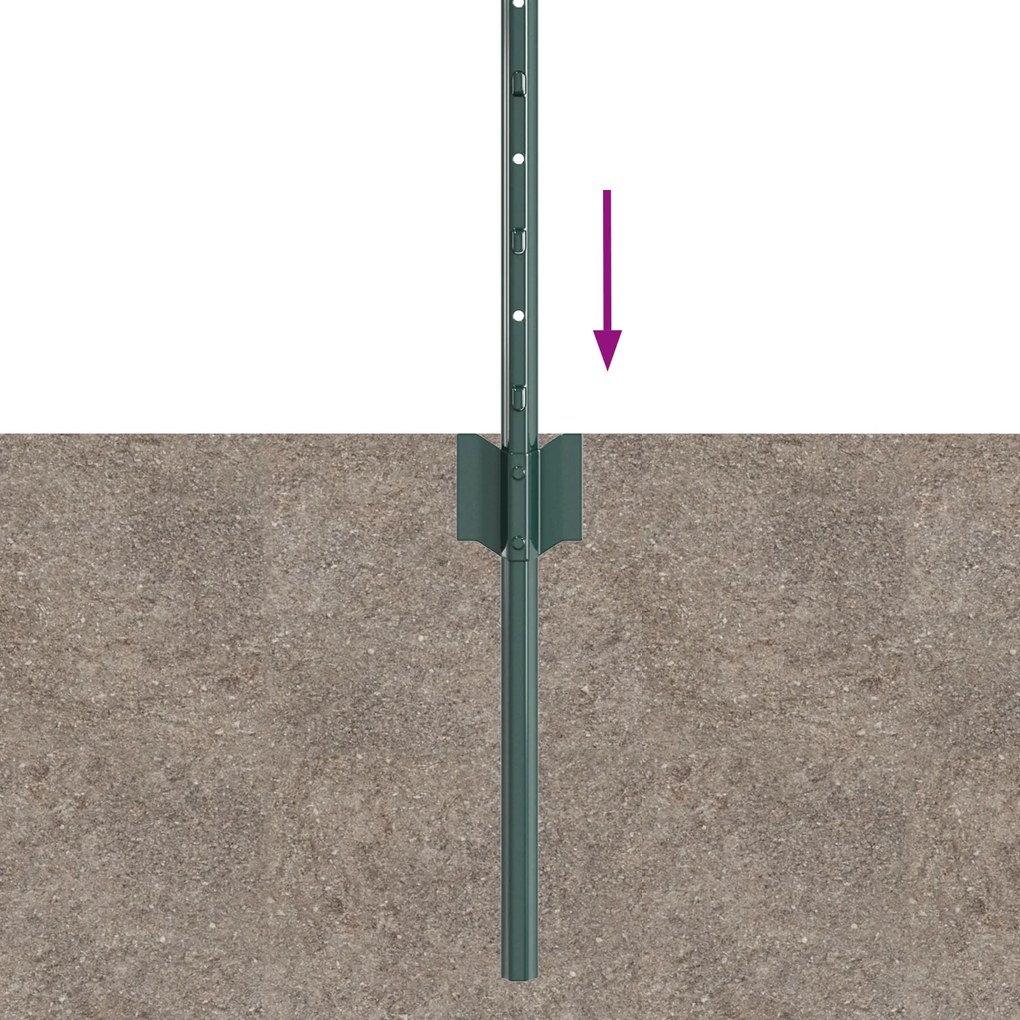 Postes de Cerca 44 pcs U-Channel Verde 120 cm Aço