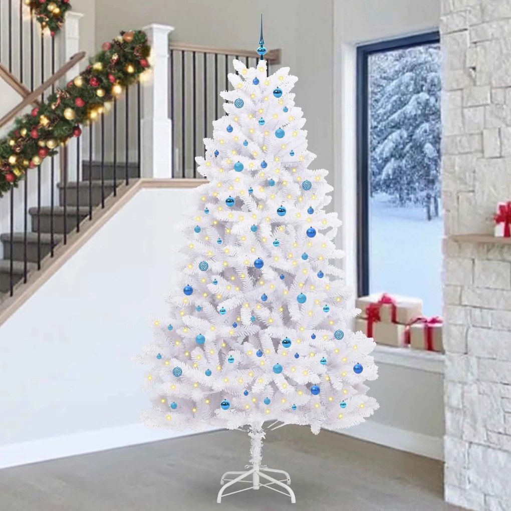 vidaXL Árvore de Natal Articulada Artificial Branco 270 cm PVC e Aço