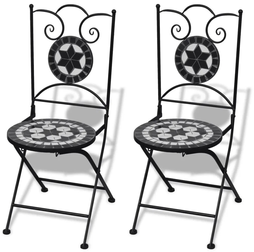 Conjunto bistrô azulejos de cerâmica 3 pcs preto e branco