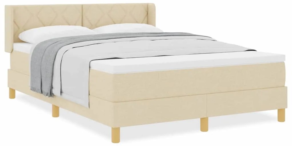 Cama Box com Colchão Creme, 140 x 190 cm, Tecido