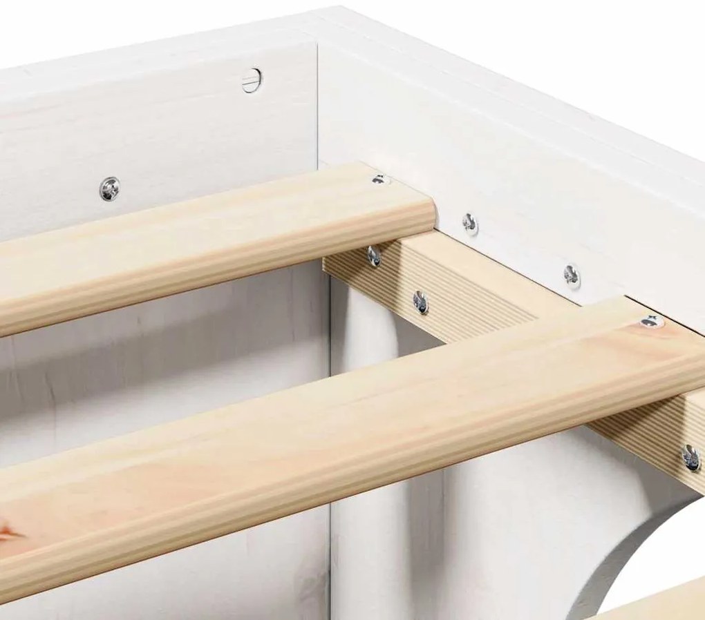 Cama Branca 75x190 cm de Madeira de Pinheiro da