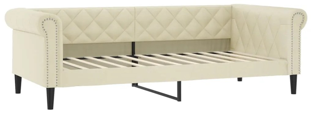Sofá-cama com colchão 90x200 cm couro artificial cor creme