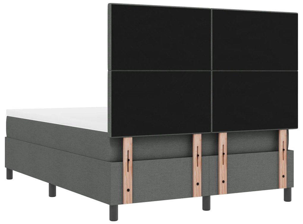Cama Box Spring com Colchão Cinza Escuro 140x190 cm em Tecido