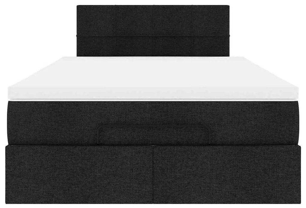 Cama otomana com colchão & LEDs 120x190 cm tecido preto