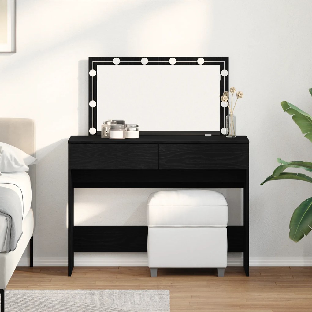 vidaXL Toucador com LED Carvalho Preto 100x40x120 cm
