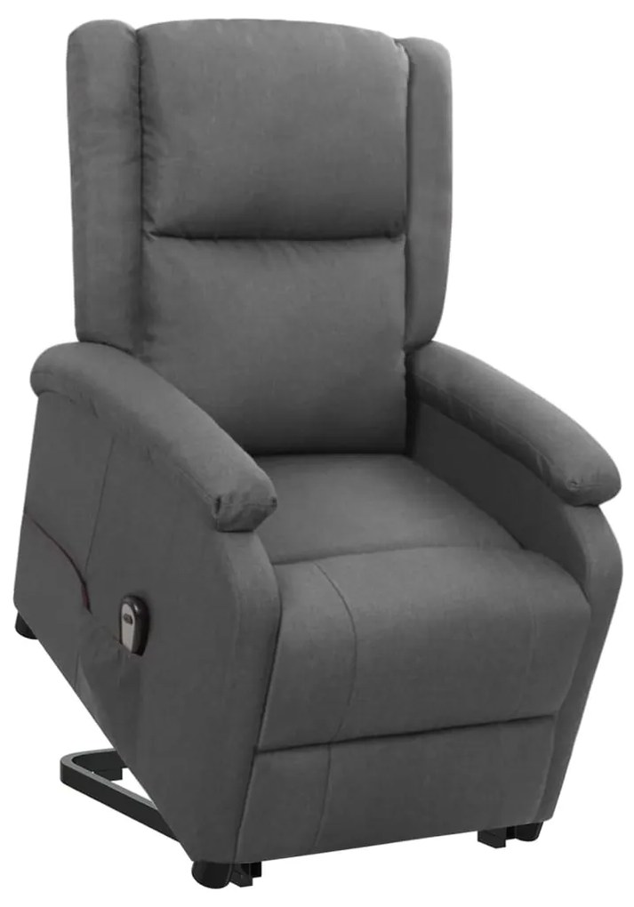vidaXL Poltrona elevatória tecido cinzento-escuro
