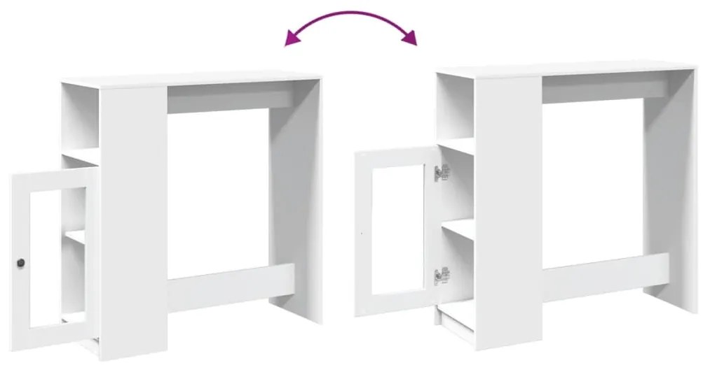 Mesa de bar com prateleiras derivados de madeira branco