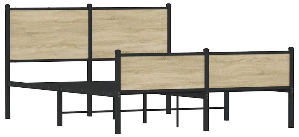 Estrutura de cama sem colchão 150x200cm metal carvalho sonoma