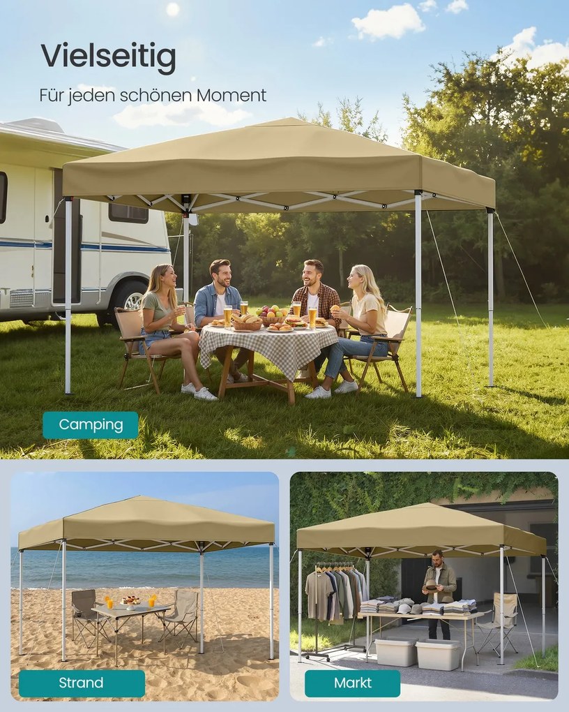 Tenda jardim de 3 x 3 m para jardim e festas com proteção solar, cor bege