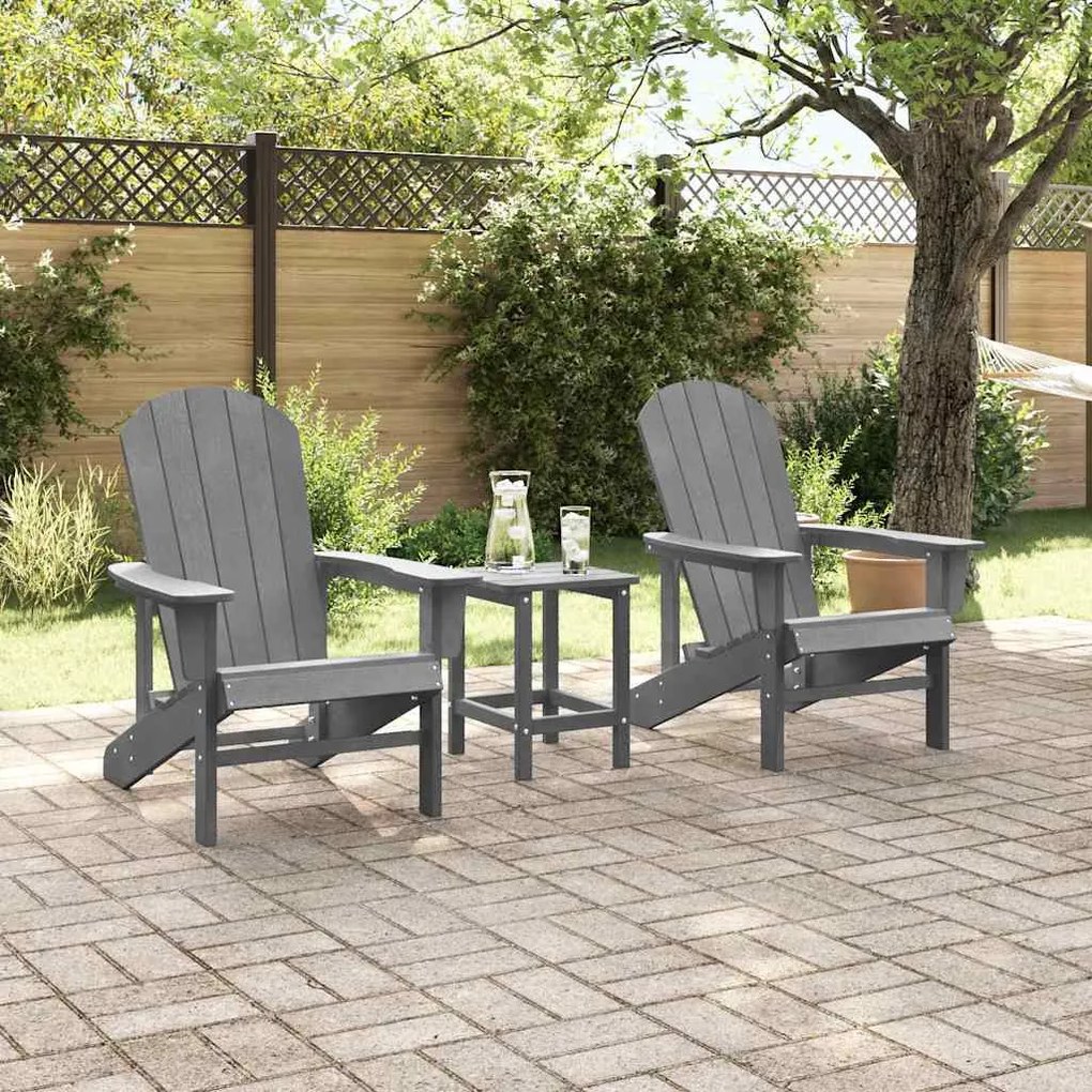 Cadeiras Adirondack vidaXL 2 pcs Cinza Claro 74x82x90 cm HDPE