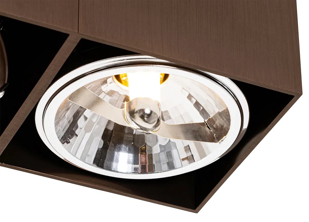 Foco de teto design bronze escuro retangular 2 luzes inclinável e rotativo - Box Design
