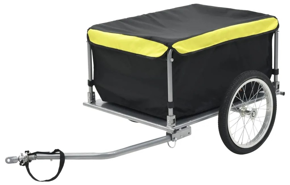vidaXL Reboque p/ bicicleta preto e amarelo 65 kg