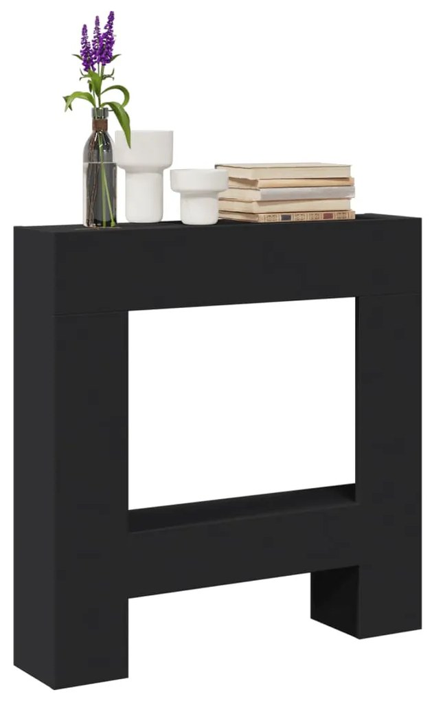 vidaXL Cornija de lareira 81x18x82 cm derivados de madeira preto