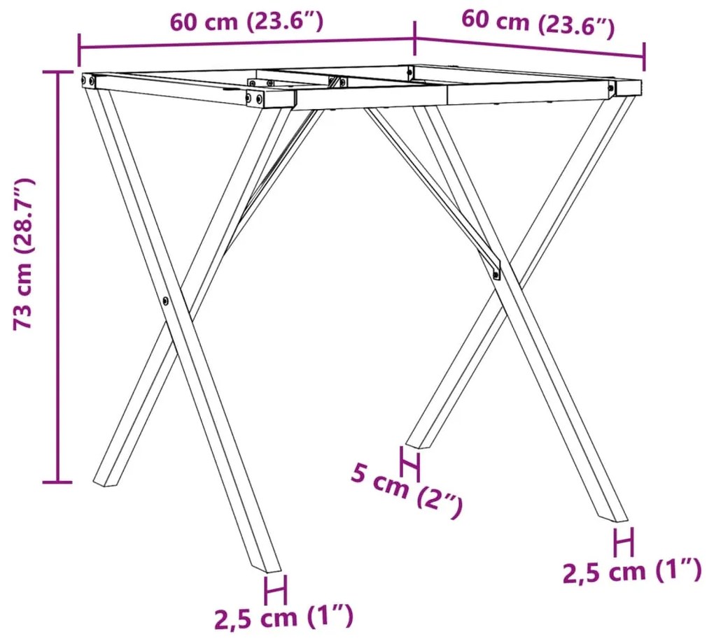 Pernas para mesa de jantar estrutura em X aço