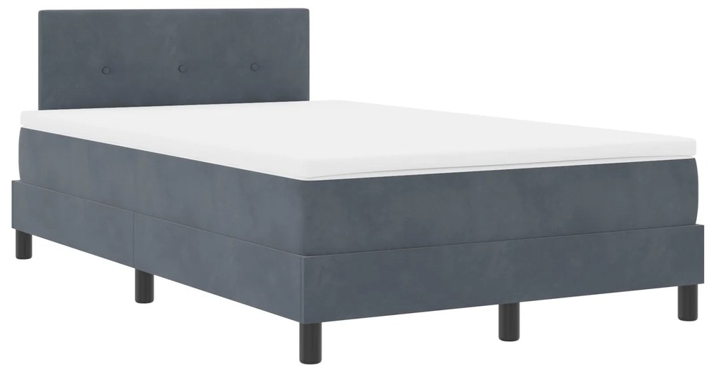 Cama Box com Colchão vidaXL Cinza Escuro 120x200 cm Veludo