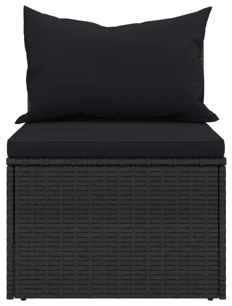 4 pcs conjunto de sofás para jardim c/ almofadões vime PE preto