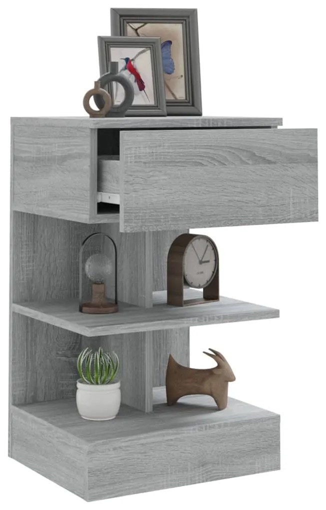 Mesa cabeceira 40x35x65 cm derivados de madeira cinzento sonoma