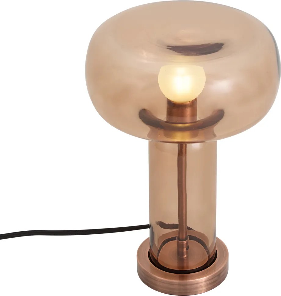 Candeeiro de Mesa Hotel Chic Bronze Escuro com Vidro Castanho - Amara