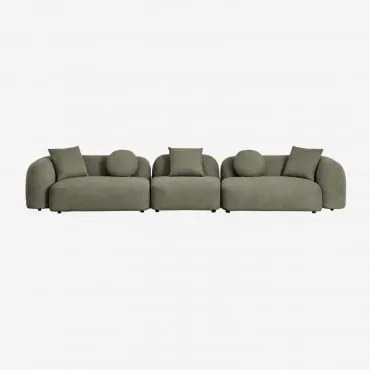 Sofá Modular De 3 Peças Em Chenille Coco Tecido Chenille Verde Sálvia - Sklum